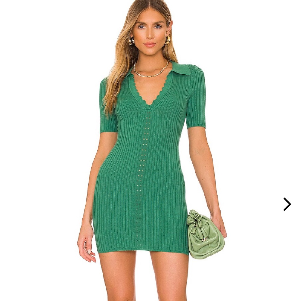 Lovers + Friends Sage Green Jadiel Knit Mini Dreas